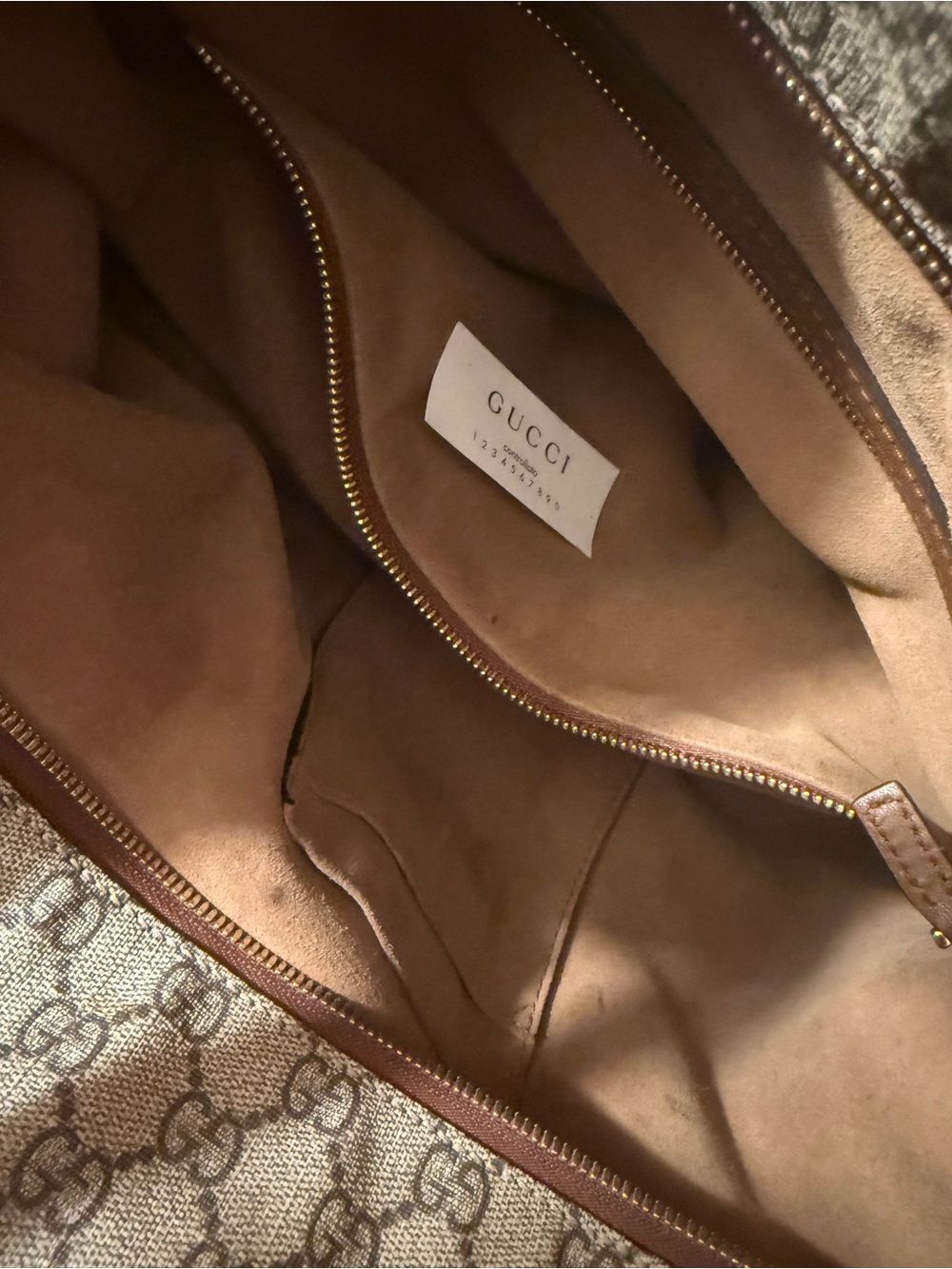 Gucci Brown GG Supreme Canvas Tote with Gold Chain Strap - Picture 4 of 11